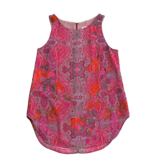 CAbi Jubilee Pink Orange Gray Paisley Scoop Neck Sleeveless Blouse Top Small - Picture 8 of 12
